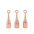 Three rose gold DIY alloy wine bottle pendants with WINE engraving for jewelry making - Rose Gold