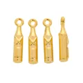 Set of four golden alloy wine bottle charms for DIY jewelry making and vintage crafts - Gold