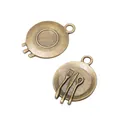 Vintage bronze alloy DIY pendant set featuring plate knife fork and spoon charms - Antique Bronze