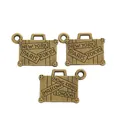 Vintage bronze suitcase charms with city names for DIY jewelry making and bag decor - Antique Bronze