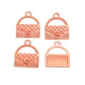 Rose gold vintage handbag charms with quilted pattern for DIY jewelry making - Rose Gold