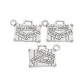 Vintage silver zinc alloy luggage suitcase charms with city name engravings for DIY bags - Antique Silver