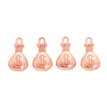 Set di quattro ciondoli a sacchetto di denaro in oro rosa con incisione del segno dollaro - Oro rosa
