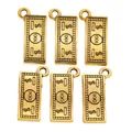 Vintage gold alloy 100 dollar bill charms for DIY jewelry and pendant accessories - Antique Gold