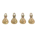 Set di quattro ciondoli vintage a forma di sacco di soldi in bronzo per gioielli DIY - Bronzo Antico
