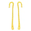 Golden vintage alloy S-shaped bookmark hooks with embossed floral patterns and top loop - Gold