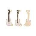 Set van 3 witte gitaarhangers van legering met goud emaille voor het maken van sieraden - Wit