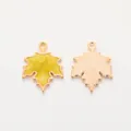 Golden maple leaf alloy pendants with yellow enamel and textured back for DIY jewelry - Light Yellow