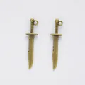 Pair of vintage bronze alloy dagger pendants for DIY jewelry making and crafts - Antique Bronze