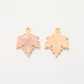 Pink and gold maple leaf enamel pendants for DIY jewelry making and earrings - Pink