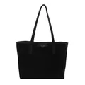 Minimalistische schwarze Shopper-Tasche aus Wildlederimitat mit Logo und Doppelträgern - Schwarz