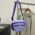 Borsa a tracolla a quadretti viola da donna con tracolla regolabile e doppia cerniera - Stile a Quadri Viola / Viola