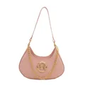 Pink crescent underarm bag with M-letter monogram print and gold chain strap - Pink