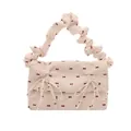 Chic pleated bow shoulder bag with red polka dots and cloud-shaped ruffled handle - Off White