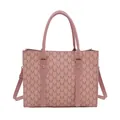 Borsa tote vintage rosa con motivo a M, doppi manici e tracolla regolabile - Rosa