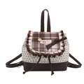 Cute large capacity white star pattern backpack with bowknot and cherry patch - Brown