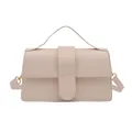Borsa a tracolla quadrata in pelle PU rosa con cinturino decorativo a U e manico superiore - Bianco