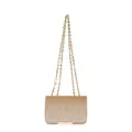Champagnegouden fluwelen schoudertas met gouden ketting en verticale stiksels - Khaki