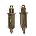 Vintage bronze alloy medical syringe pendants for DIY jewelry making from both sides - Antique Bronze