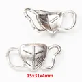 Retro zinc alloy N95 mask pendant for DIY jewelry in vintage silver finish 15x31x4mm - Face Mask / Antique Silver