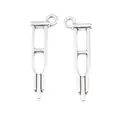 Pair of vintage silver zinc alloy underarm crutch pendants for DIY jewelry making - Antique Silver