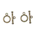 Vintage bronzen toggle sluitingen met reliëfpatronen voor doe-het-zelf sieraden maken - Antiek Brons