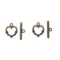 Chiusure a barra a forma di cuore in bronzo vintage per gioielli fai da te con fiori - Bronzo Antico