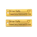 Gouden rechthoekige Drive Safe hanger met hartgravure voor DIY sleutelhanger - Antiek Goud