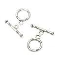 Antiek zilveren kapittelzandsluitingen voor DIY-sieraden met decoratieve ringen en staafjes - Antiek Zilver