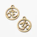 Zwei Vintage-Bronze-Anhänger mit Om-Symbol für DIY-Schmuckherstellung Zubehör - Om-Symbol Hohler Runder Anhänger / Antik Bronze