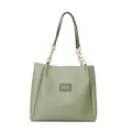 Minimalistische saliegroene kunstlederen shopper met ketting schouderbanden voor dames - Groen zonder hanger