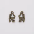 Vintage bronze I LOVE letter heart charms for DIY jewelry making and handmade accessories - Antique Bronze