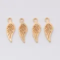Set of four gold-colored wing charms with feather texture for DIY jewelry making - KC Gold