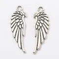 Antique silver eagle wing charms with feather details for DIY jewelry making - Antique Silver