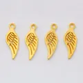 Set of four gold-plated zinc alloy wing pendants for DIY vintage jewelry making - Gold