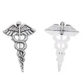 Vintage alloy caduceus pendant with wings and snakes for DIY jewelry making - 30x20 / Antique Silver
