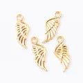 Set of four gold vintage wing pendants in zinc alloy for DIY jewelry making crafts - Gold
