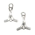 Hockeyschläger Anhänger aus Zinklegierung im Vintage-Silber-Stil für DIY-Schmuck - Antiksilber