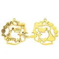Vintage gold zinc alloy garden pendant with Alice and cat relief for DIY jewelry - Antique Gold