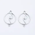 DIY silver hollow round wave connector charms for handmade jewelry bracelet making - Double Loop / Antique Silver Double Connector