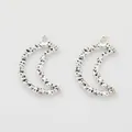 Vintage silver crescent moon star pendants with lava texture for DIY jewelry making - Moon Style (3615) / Antique Silver
