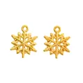 Zwei goldene Vintage-Schneeflocken-Anhänger im hohlen Sechseck-Design für DIY-Schmuck - Gold
