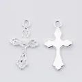 Ciondoli a croce vintage in lega di zinco argento per gioielli e collane fai-da-te - Argento Lucido