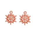 Makroaufnahme von zwei Schneeflocken-Anhängern in Roségold für DIY-Schmuck mit Ösen - Roségold