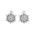 Zwei Vintage Silber Schneeflocken Anhänger für DIY Schmuckherstellung mit Antik-Finish - Antiksilber
