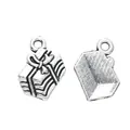 Vintage Silberlegierung Geschenkbox Anhänger für DIY Schmuck und Weihnachtsaccessoires - Antiksilber