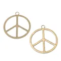 Vintage bronze peace sign charms with textured and smooth finishes for DIY jewelry making - 42x47 / Antique Bronze