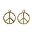 Set van twee vintage bronzen vredesteken hangers voor het maken van DIY sieraden - Antiek Brons