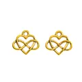 Detailansicht zweier goldener Herzanhänger mit Unendlichkeitssymbol für DIY-Schmuck - Antikgold