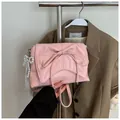Pink ballet-style handbag with large bow, pearl charms and white lace details - With Lace Pearl Charm / Pink